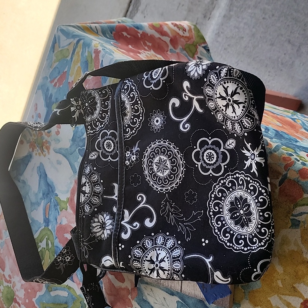 Black and White Floral Women's Bag